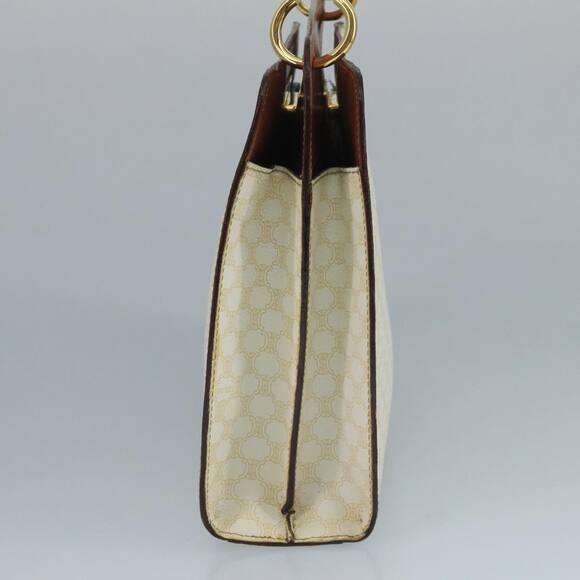 CELINE Macadam Canvas Hand Bag Pvc Leather White Gold - Picture 5 of 13